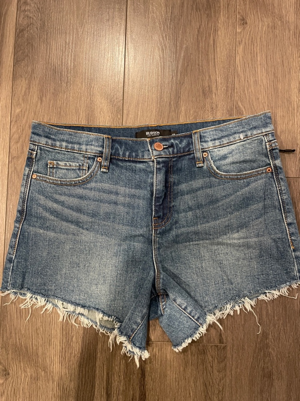 New Hudson Jeans Blue Denim Frayed Hem Jean Shorts size 29